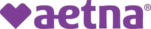 A purple heart symbol followed by the word aetna in lowercase purple letters, with a registered trademark symbol next to the word.